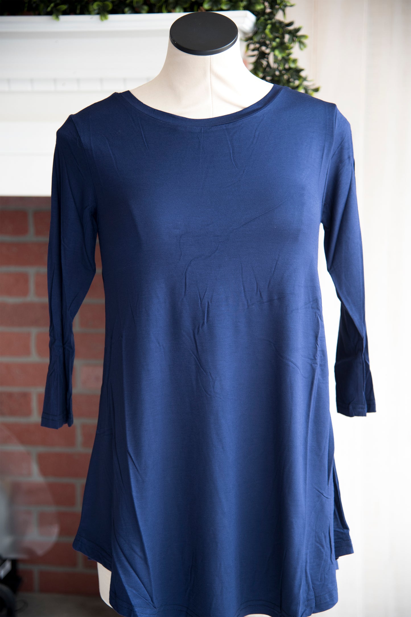 A Line 3/4 Sleeve Solid Navy