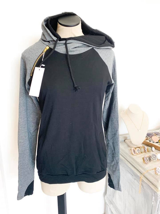 Black/Grey Zipper Hoodie