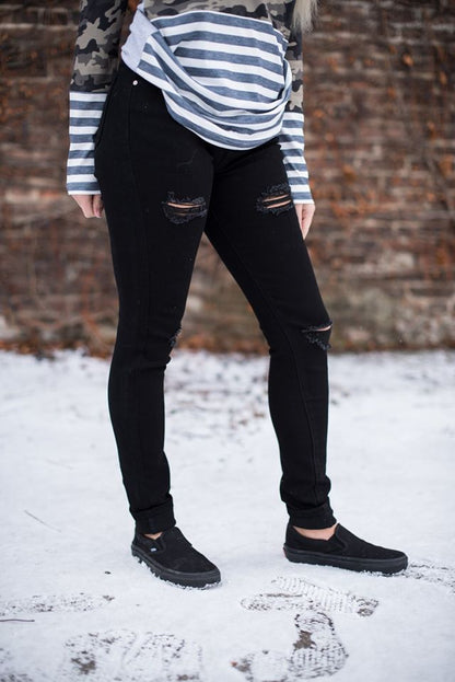 Black Distressed Jamby Jeans