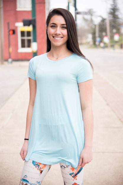 A Line Short Sleeve Light Teal Solid