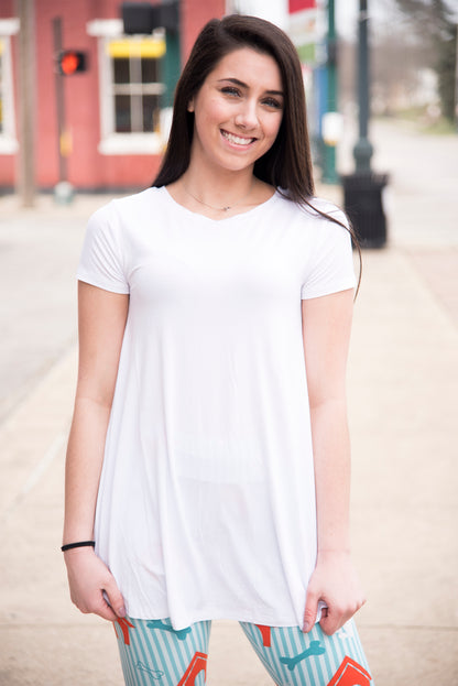 A Line Short Sleeve White Solid